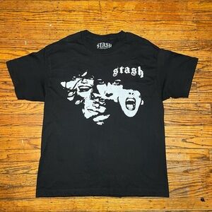 STASH Face Tee Underground Streetwear Brand Size Large Black Shirt